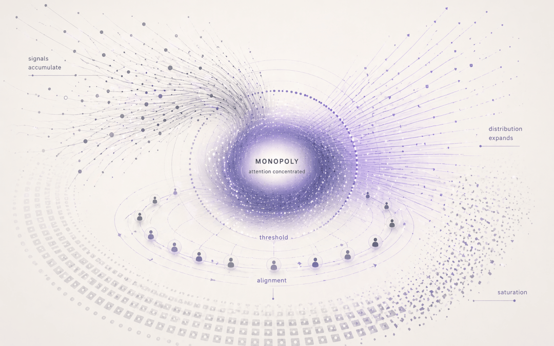 Attentional Monopoly: Why the feed collapses into one thing at a time and why creators always arrive there together.
